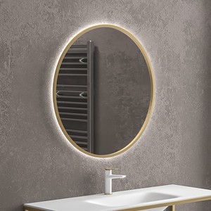 Kamalu KAM-S8000G 80 cm Round LED Backlit Framed <b>Mirror</b> with <b>Gold</b> <b>Frame</b> - Product Image 2