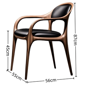 <span class=keywords><strong>Fauteuil</strong></span> nordique MinimalistWood Chaise arrière en cuir en bois de noyer massif minimaliste pour la maison - Product Image 6