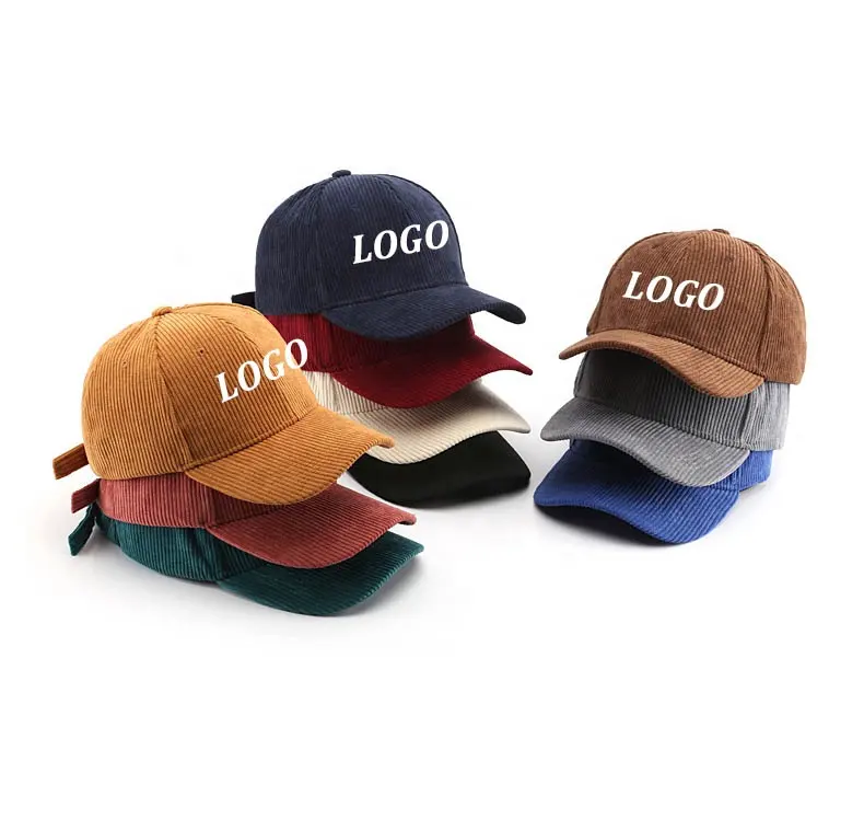 WD-A618 Custom Design High Quality Baseball Caps Hats Men Corduroy Fabric Adjustable 6 Panel Baseball Cap