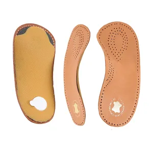 Semelles orthopédiques en cuir de 3/4 de longueur pour pieds plats, coussinets de soutien de la voûte plantaire, demi-chaussure orthopédique, semelle intérieure pour chaussures de soins de santé