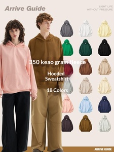 Solid Color Cotton French Terry Oversized <b>Pullover</b> Hoodie <b>Mens</b> Casual Hooded Sweatshirt Autumn Apparel - Product Image 6