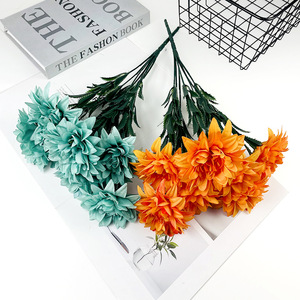 Bouquet de dahlias artificiels à 7 têtes, fleurs en soie de 40 cm, décoration d'intérieur, accessoires de photographie de mariage - Product Image 2