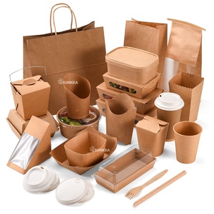 Eco friendly stampato usa e getta da asporto scatole di cibo in carta kraft da asporto - Product Image 2