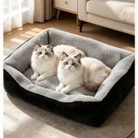 Lit pour chat en velours uni en forme de poire, doux et chaud, pour chiens, toutes saisons, avec soutien dorsal amélioré