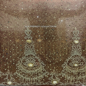 Handmade Embroidered Mesh French Exquisite Beaded Elegant Floral Lace Eco-Friendly <b>Fabric</b> High-quality 5 Yards Soft Feel - Product Image 1