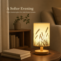 Lampe de table cylindrique en papier de riz réglable pour chambre à coucher, salle à manger, décoration d'ambiance romantique, cadeau de vacances, veilleuse