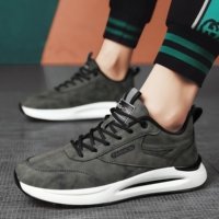Chaussures de travail tendance pour hommes, imperméables et respirantes, en cuir et tissu, avec lacets, idéales pour la marche en automne