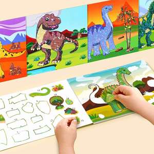 Kids Art Crafts Dinosaur Multicolored Design <b>Gifts</b> Diy Shiny Sticker Paint Books - Product Image 1
