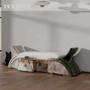 Tostone Hot Sale Four Seasons <strong>Pink</strong> Marble <strong>Stool</strong> Elegant Veined Design for Indoor Entryway Leisure Home Villa Decoration - Product Image 2