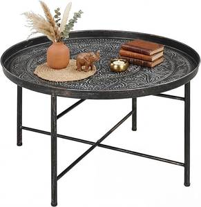 Premium Metal Coffee <b>Table</b> <b>with</b> Natural Wooden Top for Living Room Hotel Lobby and Office Reception Areas - Product Image 2