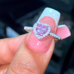 Anelli Gioiello da Principessa Scintillanti Placcati in Argento con Pietra Rossa a Cuore Promessa per Donna - Product Image 3