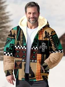 เสื้อฮู้ดดี้ลายชนเผ่าพื้นเมืองสำหรับผู้ชาย ลายกราฟิกพิมพ์ลายชนเผ่า สปอร์ต คลาสสิค แจ็คเก็ตซิป 3 มิติ เสื้อโค้ทลำลองสำหรับงานเทศกาล - Product Image 4