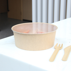 Sowinpak tùy chỉnh dùng một lần Vòng giấy Bát bản đồ thực phẩm container phân hủy sinh học thực phẩm trái cây salad kraft giấy bát - Product Image 2