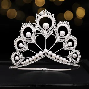 Europe And The United States Super-sized Bride Crown Beauty Pageant Crown For Queens Baroque Yellow Crystal Full Crown