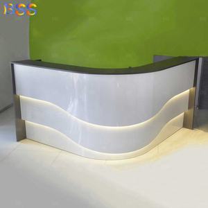 Reception Spa Front Luxury Design Europe pietra artificiale moderna bianca nera Beauty Semi <span class=keywords><strong>Circle</strong></span> Salon Spa Reception <span class=keywords><strong>Desk</strong></span> - Product Image 3
