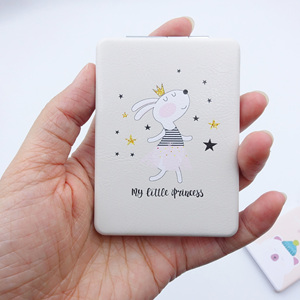 Ensemble de miroirs de maquillage en cuir personnalisés de luxe avec logo, miroir de poche compact pliable en forme de cœur rectangulaire mignon pour filles - Product Image 5