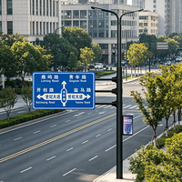 Mât de signalisation routière intégré à double bras en acier inoxydable 304 avec surveillance complète