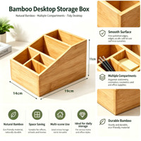 Organisateur de bureau en bambou naturel, multi-compartiments, pour fournitures de bureau, cosmétiques, épices de cuisine