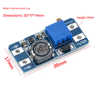 Modul Konverter Boost MT3608 Input 2-24V Output 5-28V Dapat Diatur 2A Kontinu Memerlukan Heatsink