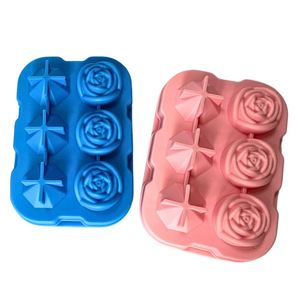 Bac à glaçons en silicone en forme de rose et de diamant pour whisky et cocktails, empilable, facile à démouler, flexible et réutilisable pour boissons froides - Product Image 3