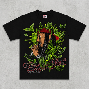 Camiseta Negra de Manga Corta para Hombre Chris King Snotty Nose, Estilo Urbano, Estampado de Personajes, Cuello Redondo, Corte Holgado, 100% Algodón, Antiencogimiento - Product Image 3