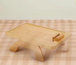 Vassoio Ecologico <span class=keywords><strong>in</strong></span> <span class=keywords><strong>Legno</strong></span> di Bambù per Divano con Supporto Girevole per Telefono e Piatto per Snack/Frutta - Design Classico - Product Image 3