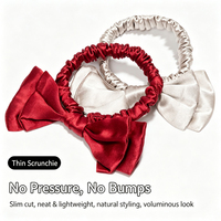 Jachon Sweet Korean16 Momme Mulberry Silk Bowknot Scrunchies Hair Ties Hair Bands for Girls Plain Dress Scrunchie Daily Life Use