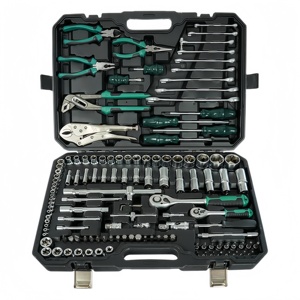 Jeu de douilles en acier au chrome-vanadium 131 pièces, clé à cliquet 72 dents, outils de réparation automobile OEM, étui rigide pour mécaniciens - Product Image 1
