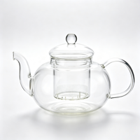 Théière en verre transparent avec infuseur intégré, récipient de préparation transparent avec poignée et couvercle pour thé en vrac, pour la préparation du thé à la maison
