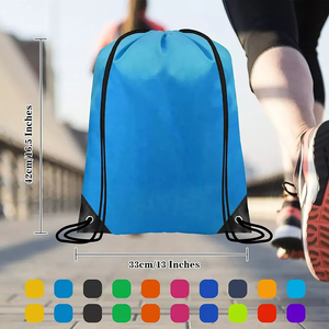 Cinch Sack Drawstring <b>Bag</b> 9 Colors Polyester Lightweight Gym Sport School Travel Outdoor Side Zip Pocket Bulk Promotional Custom - Product Image 2