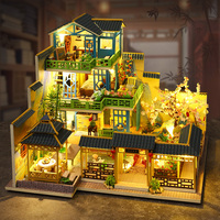 Kit de Manualidades DIY para Rincón de Lectura, Juguetes de Madera, Rompecabezas 3D, Kit de Casa en Miniatura, Estilo Oriental, Mini Casa, Juguete de Manualidades para Ensamblar a Mano