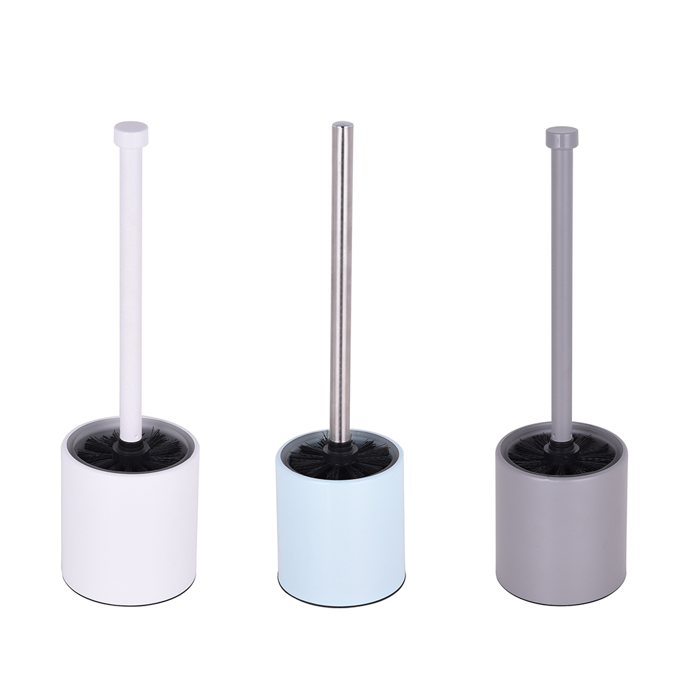 Amazon Hot Selling Bathroom New Ecofriendly Round Long Handle Stainless Steel Toilet Cleaning Brush With Holder