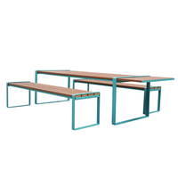 Table de pique-nique commerciale en bois de 6 pieds pour l'extérieur, table de restaurant et bancs pour parc extérieur