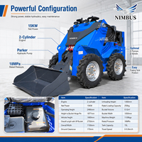 Pengiriman Cepat Skid Steer Loader NIMBUS Rangka Bodi Tebal dengan Lampu Kerja LED untuk Perawatan Jalan Skid Steer Loader