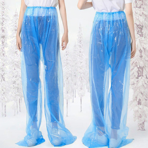 Pantalon imperméable jetable unisexe pour l'extérieur, poncho portable en plastique avec design séparé anti-éclaboussures pour le camping et la pêche - Product Image 3