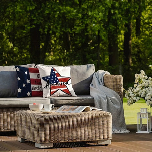 Ensemble de taies d'oreiller avec drapeau américain, 4 pièces, housse de coussin carrée lavable pour la décoration du salon - Product Image 3