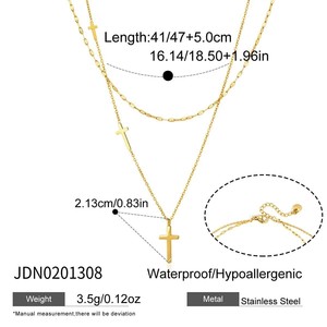 สร้อยคอคลาสสิกสแตนเลสสตีลชุบทอง 18K ประดับเพชรซิคอน เงางาม ทนทาน กันเหงื่อ สำหรับผู้หญิง ใส่ไปงานปาร์ตี้ได้ - Product Image 6
