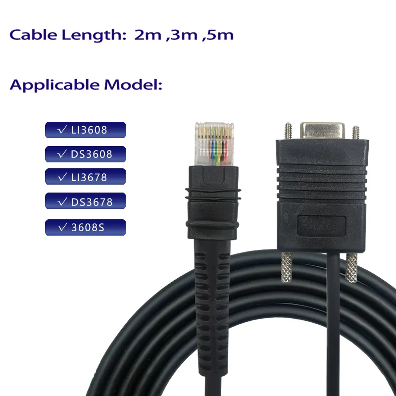 ODM OEM 2M RS232 série à Rj45 Rj50 10P10C Pos câble de données de Scanner de codes à barres Compatible nouveau pour Zebra Li3608 Li3678 Ds3608 Ds3678