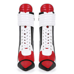 Stili <span class=keywords><strong>sportivi</strong></span> da <span class=keywords><strong>donna</strong></span> tacchi a spillo stivali corti grandi taglie 47 con cerniera laterale e scarpe ad anello stivaletti Patchwork alla caviglia - Product Image 4