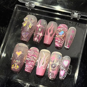 Haute qualité fait à la main Y2K <span class=keywords><strong>ongles</strong></span> foncés marque privée faux <span class=keywords><strong>ongles</strong></span> à presser conception OEM/ODM pour l'application des doigts en gros - Product Image 1