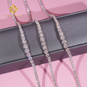 New Design Elegant <b>Women</b> Jewelry 3mm 925 <b>Sterling</b> <b>Silver</b> White Gold Plated VVS1 Moissanite Diamond Cluster Tennis <b>Chain</b> - Product Image 5
