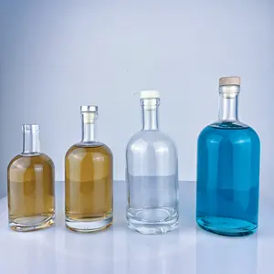Bottellas de kristal disesuaikan botol kaca bening 200ml 375ml 500ml 1l botol minuman keras vodka botol 750 ml