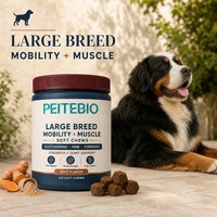 Friandises à mâcher souples pour chiens de grande race avec glucosamine HMB et curcuma pour la force musculaire, le soutien articulaire et la mobilité, 120 unités
