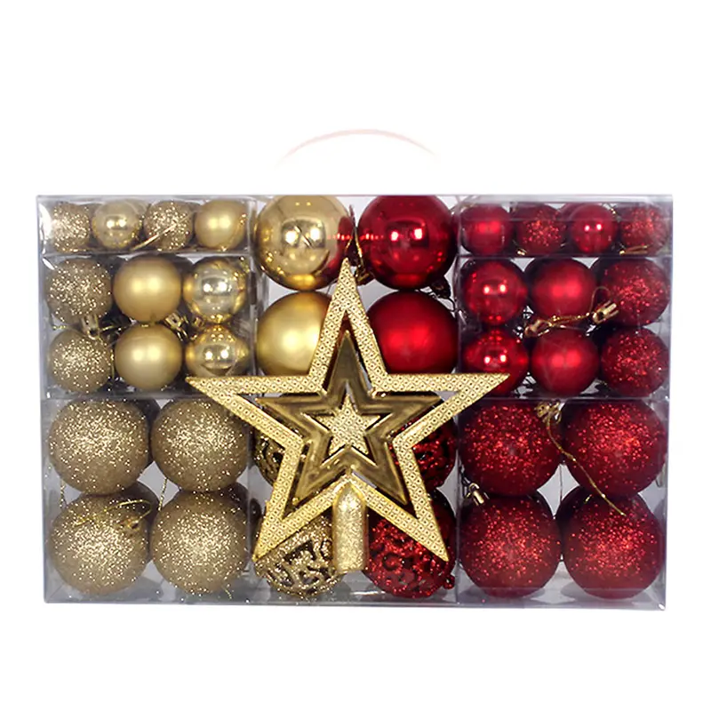 101 pièces ensemble d'ornements de boule de noël assortis ornement d'arbre suspendu rond avec impression UV pour les fêtes de vacances de noël décor à la maison