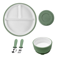 Nouvelle Tendance : Ensemble de Vaisselle en Céramique pour Enfants, Design Nordique, Assiettes et Bols en Porcelaine avec Revêtement en Silicone, Ensemble de Vaisselle pour Bébé
