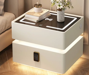 <b>Smart</b> Nightstand Modern <b>Bedside</b> <b>Table</b> Wireless Charging LED Light Digital Keypad Storage Cabinet Bedroom Furniture - Product Image 1