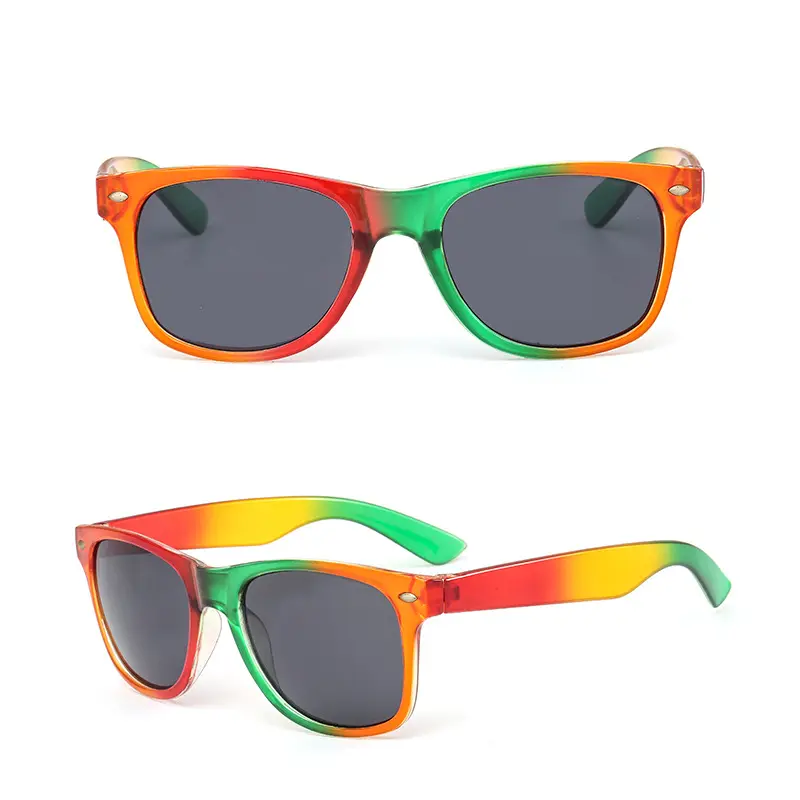2024 Neuzugang Damen Herren klassische 80-Jahres-Stil bunte Sonnenbrille Regenbogenfarbe rechteckiger Rahmen Regenschirm für Festivalfeier