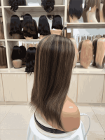 Perruques longues et droites sans colle en gros pour femmes blanches, pré-épilées, en cheveux humains vierges bruts, transparentes HD pour perruques Lace Front