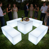 Meubles ronds à LED modernes pour discothèque, bar à cocktails brillant, table basse en plastique, comptoir de cuisine, tables de bar hautes, tabourets à LED