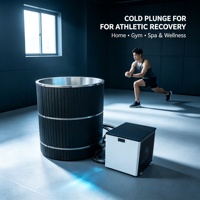 Baignoire de trempage à froid en baril de bois, en acier inoxydable 316, avec refroidisseur 1HP pour la récupération des athlètes, spa extérieur à domicile